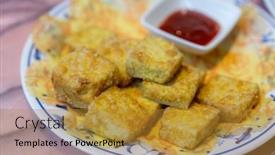  Presentation with chinese restaurant - Presentation featuring fry-tofu-dish-in-chinese background and a gold colored foreground