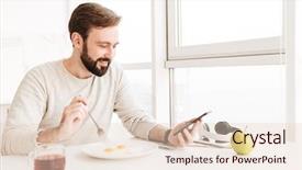  Presentation with frying - Audience pleasing PPT theme consisting of frying eggs and using cell backdrop and a  colored foreground