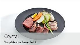  Presentation with food grill - PPT theme consisting of frying on teppan teppanyaki background and a light gray colored foreground