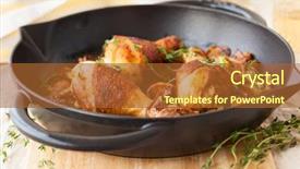  Presentation with roasted chicken - Cool new presentation with frying pan - roasted chicken with mushrooms onions backdrop and a red colored foreground