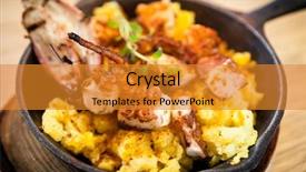  Presentation with octopus - Beautiful slide deck featuring frying pan in a coal backdrop and a gold colored foreground