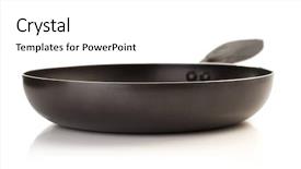  Presentation with frying - Presentation design enhanced with frying pan isolated on white background and a white colored foreground