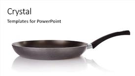  Presentation with frying - Beautiful slide deck featuring frying pan isolated on white backdrop and a white colored foreground