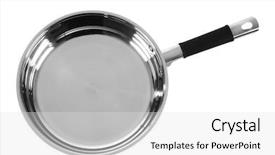  Presentation with frying - Colorful presentation theme enhanced with frying pan isolated backdrop and a white colored foreground