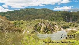  Presentation with geothermal - Cool new theme with frying pan lake is the largest hot water spring in the world rotorua waimangu geothermal area new zealand backdrop and a yellow colored foreground