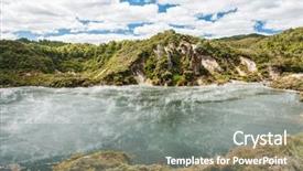  Presentation with geothermal - Audience pleasing theme consisting of frying pan lake is the largest hot water spring in the world rotorua waimangu geothermal area new zealand backdrop and a gray colored foreground