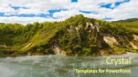  Presentation with spring water - Presentation theme featuring frying pan lake is the largest hot water spring in the world rotorua waimangu geothermal area new zealand background and a tawny brown colored foreground