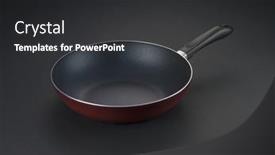  Presentation with frying - Presentation design featuring frying-pan-on-the-dark background and a dark gray colored foreground