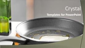  Presentation with cooking oil - Amazing slide set having frying pan with cooking oil on stove backdrop and a gray colored foreground