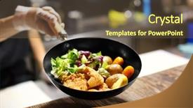  Presentation with food fish - PPT theme having frying pan with delicious fish background and a tawny brown colored foreground