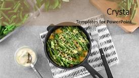  Presentation with frying - Beautiful PPT layouts featuring frying pan with delicious green backdrop and a coral colored foreground