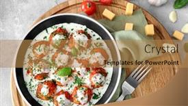  Presentation with frying - PPT theme enhanced with frying-pan-with-delicious-turkey background and a coral colored foreground