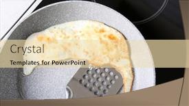  Presentation with frying - Slide set featuring frying pan with eggs and spatula on stove background and a lemonade colored foreground