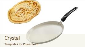  Presentation with pancake - Presentation featuring frying pan with flying pancake background and a lemonade colored foreground