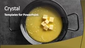  Presentation with frying - Beautiful theme featuring frying pan with melting butter backdrop and a dark gray colored foreground