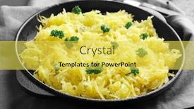  Presentation with frying - Slide deck with cucurbita pepo - frying pan with spaghetti squash background and a yellow colored foreground