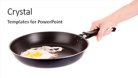  Presentation with frying - Audience pleasing presentation theme consisting of frying pan with vegetables on white backdrop and a white colored foreground