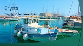  Presentation with boats - Presentation with fshing-boats-in-the-old background and a light blue colored foreground