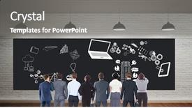  Presentation with digital boarding - Amazing slide deck having ftp - digital composite of colleagues looking backdrop and a gray colored foreground