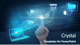  Presentation with hand touching finger digital - Audience pleasing slide deck consisting of ftp - digital composite of digital composite backdrop and a ocean colored foreground