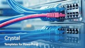  Presentation with cables - Slide deck consisting of ftp - network cables connected to switch background and a teal colored foreground