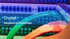  Presentation with switches - Amazing slide set having ftp - network cables connected to switches backdrop and a ocean colored foreground