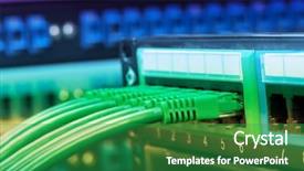  Presentation with data center - Presentation design with ftp - network switch and ethernet cables background and a shamrock green colored foreground