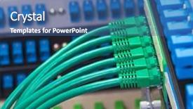  Presentation with data center - Audience pleasing slide set consisting of ftp - network switch and ethernet cables backdrop and a  colored foreground
