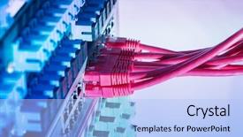  Presentation with data center - Audience pleasing slide set consisting of ftp - network switch and ethernet cables backdrop and a light blue colored foreground