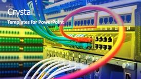  Presentation with ethernet - Amazing slide set having ftp - network switch and ethernet cables backdrop and a cobalt blue colored foreground