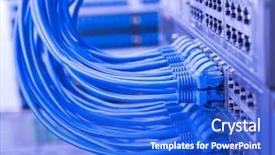  Presentation with data center - Presentation design featuring ftp - network switch and ethernet cables background and a cobalt blue colored foreground