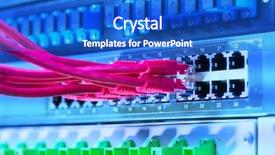  Presentation with data center - Presentation theme consisting of ftp - network switch and ethernet cables background and a cobalt blue colored foreground