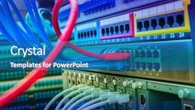  Presentation with ethernet - Cool new slide deck with ftp - network switch and ethernet cables backdrop and a teal colored foreground