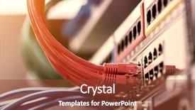  Presentation with data center - Beautiful theme featuring ftp - network switch and ethernet cables backdrop and a tawny brown colored foreground