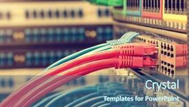  Presentation with data center - Presentation design with ftp - network switch and ethernet cables background and a ocean colored foreground