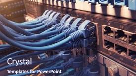  Presentation with data center - Slide set enhanced with ftp - network switch and ethernet cables background and a  colored foreground