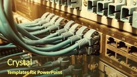  Presentation with data center - Amazing presentation theme having ftp - network switch and ethernet cables backdrop and a tawny brown colored foreground