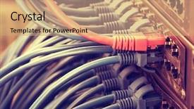  Presentation with data center - Audience pleasing presentation theme consisting of ftp - network switch and ethernet cables backdrop and a coral colored foreground