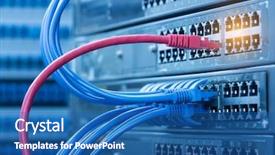  Presentation with data center - Amazing presentation theme having ftp - network switch and ethernet cables backdrop and a ocean colored foreground