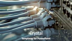  Presentation with ethernet - Beautiful presentation design featuring ftp - network switch and ethernet cables backdrop and a ocean colored foreground