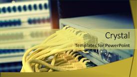  Presentation with data center - Presentation theme enhanced with ftp - network switch and ethernet cables background and a  colored foreground