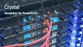  Presentation with ethernet - Slide set consisting of ftp - network switch and ethernet cables background and a tawny brown colored foreground