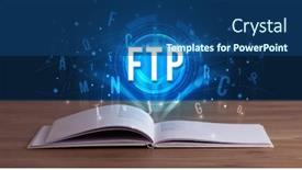  Presentation with digital book - Presentation enhanced with ftp-inscription-coming-out background and a ocean colored foreground