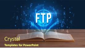  Presentation with digital book - Audience pleasing PPT theme consisting of ftp-inscription-coming-out backdrop and a tawny brown colored foreground
