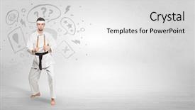  Presentation with trainer - Presentation consisting of fu trainer fighting with doodle background and a  colored foreground