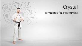  Presentation with train the trainer - PPT theme having fu trainer fighting with doodle background and a  colored foreground