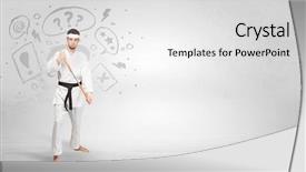  Presentation with trainer - PPT layouts having fu trainer fighting with doodle background and a  colored foreground