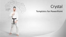  Presentation with train the trainer - Slides having fu trainer fighting with doodle background and a  colored foreground