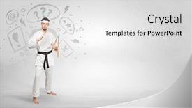  Presentation with doodle - Slide set consisting of fu trainer fighting with doodle background and a  colored foreground