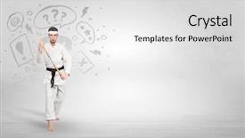  Presentation with trainer - Theme featuring fu trainer fighting with doodle background and a  colored foreground